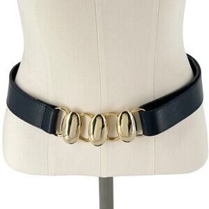 90s The Leather Shop black & gold belt 1990s vintage